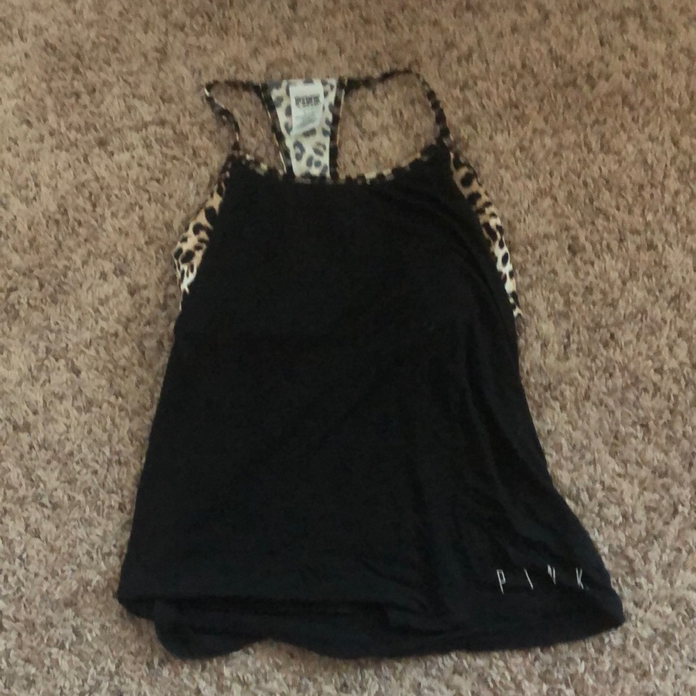 Pink running tank with built in sports bra